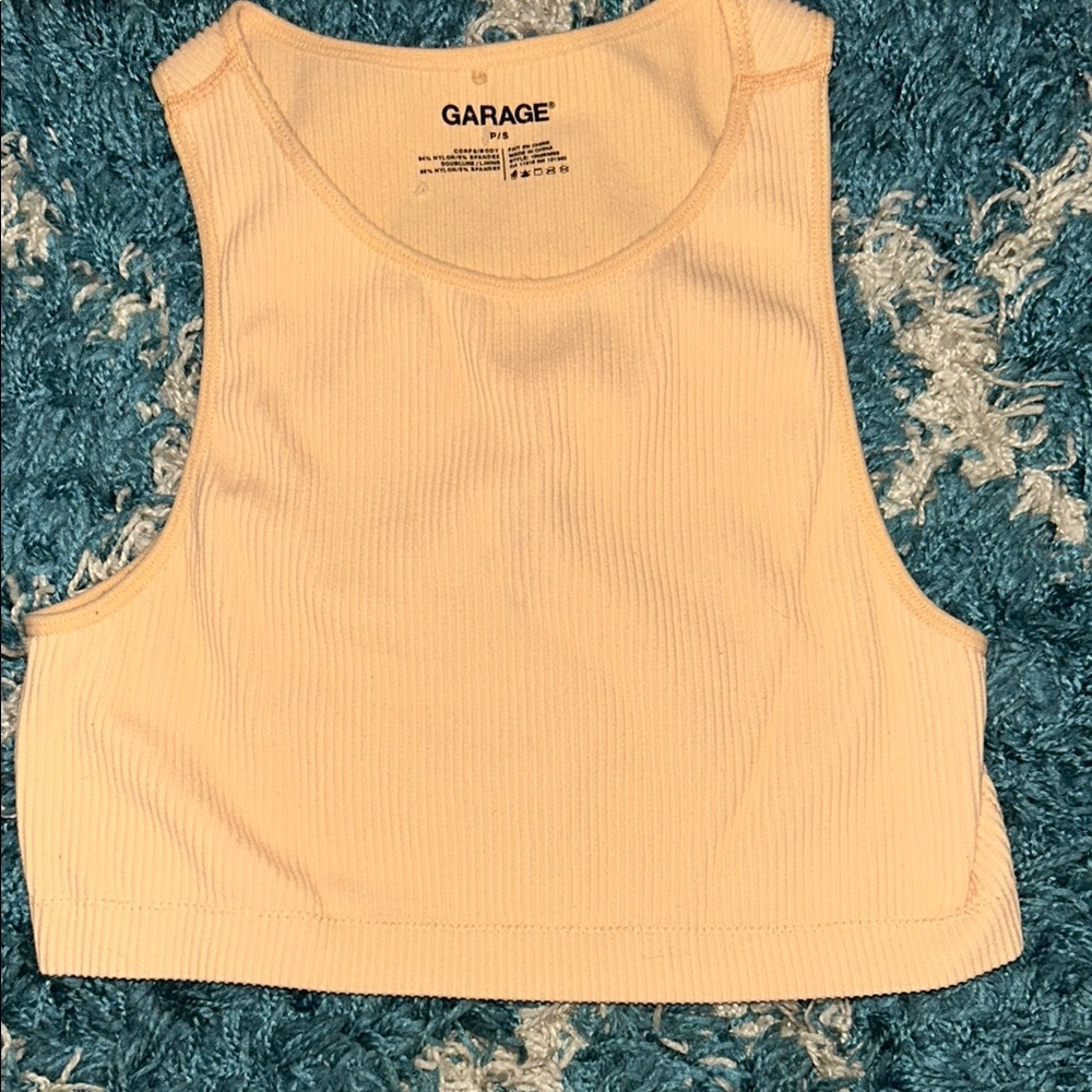 Garage Orange Sleeveless Fitted Crop Tank Top